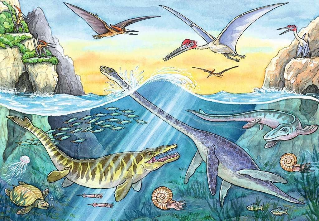 Ravensburger Puzzle Ravensburger 05128 Dinosaur and Her Habitats Children's Puzzle 05128 Dinosaur and Their Habitats 24 Pieces Teal/Turquoise Green