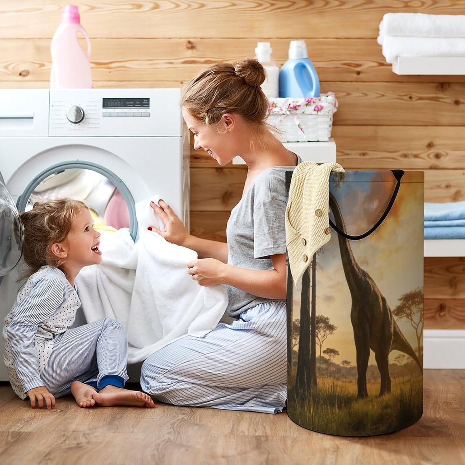 Long-necked Giant Beast Laundry Hamper Portable Lightweight Clothes Hampers Fashion Dirty Laundry Storage Basket Large Capacity Foldable Clothes Baskets for Bathroom Bedroom