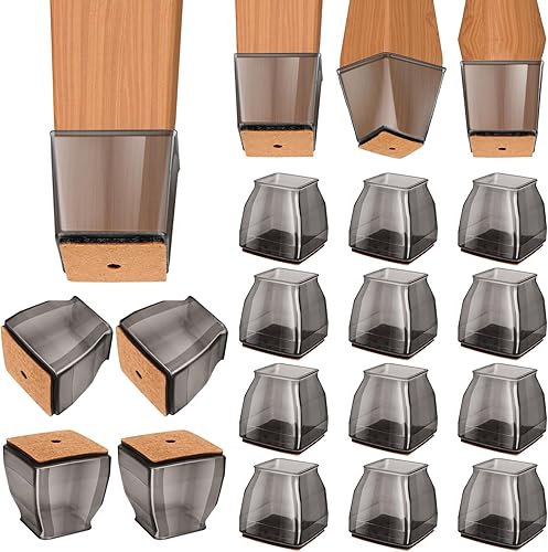 Miniatura 13 de BALEINE Paquete de 16 protectores de silicona para patas de silla, tapas protectoras de patas de taburete, tapas antideslizantes para patas de silla