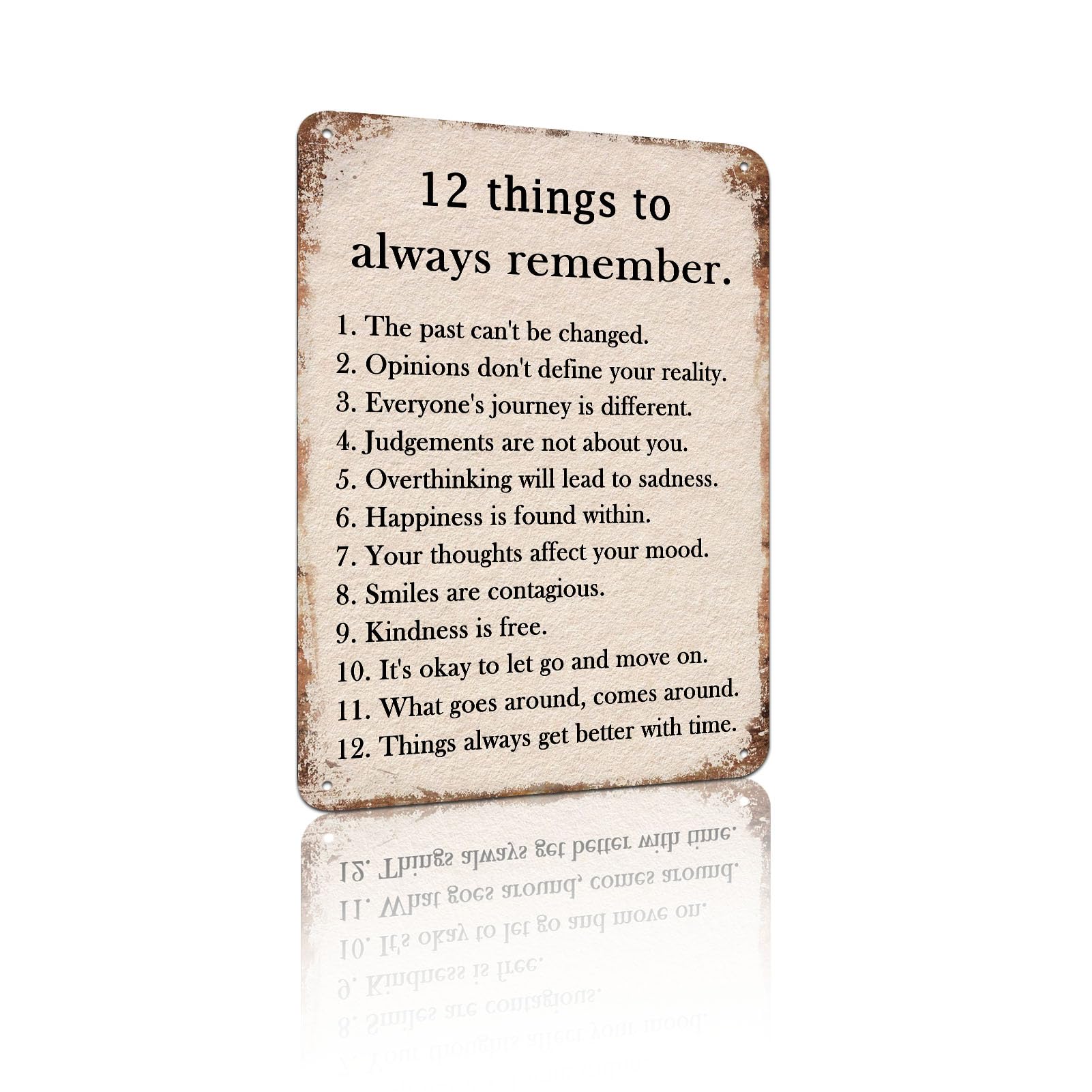 12 Things to Always Remember Metal Vintage Aluminum Sign Wall Decor for Office, Café, Reading Room, Bedroom, Bar, Living Room - 8x12 Inches Inspirational Life-Themed Wall Art (25254)