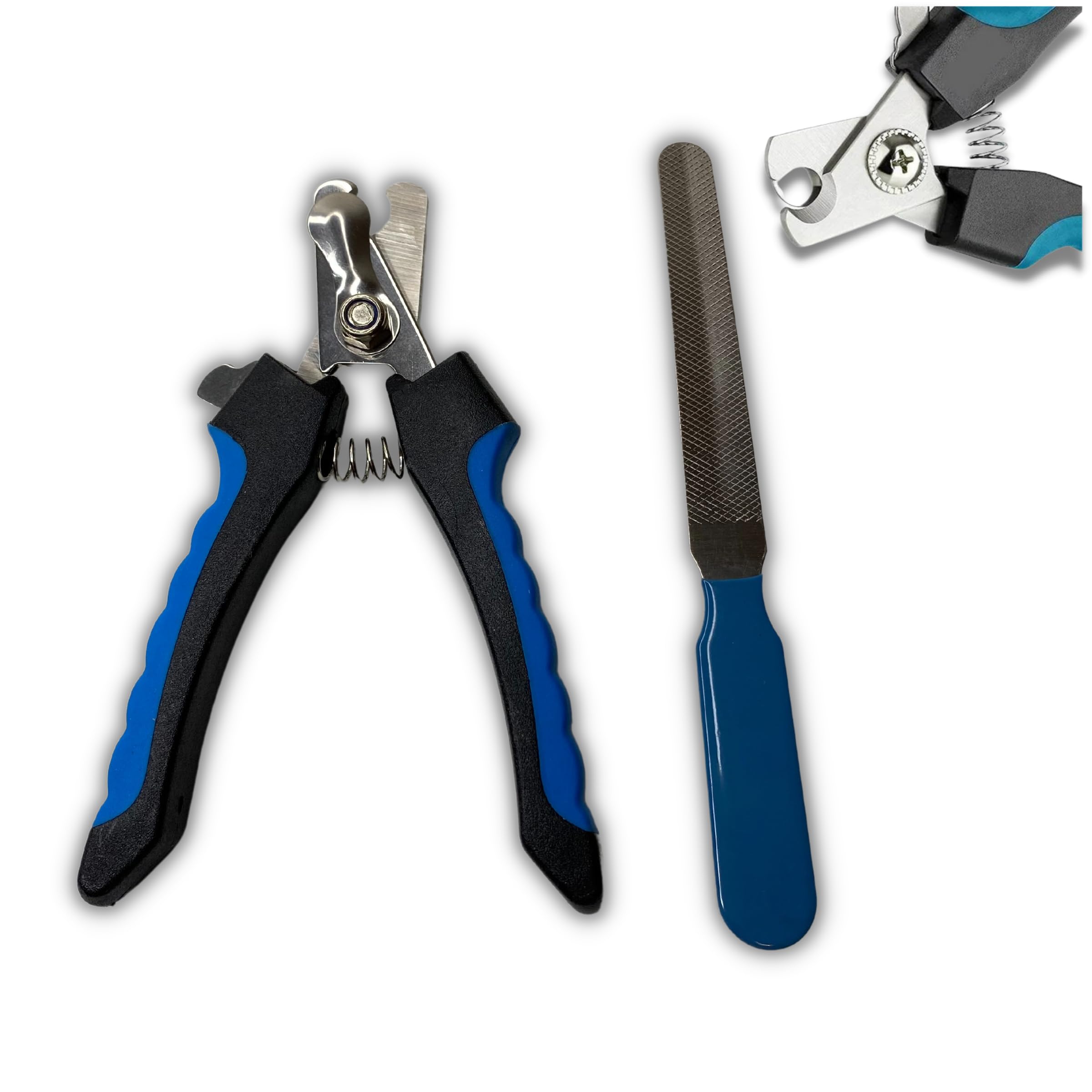 GT_STORE | Cortaúñas para perros, cortaúñas de gato con lima profesional, mango antideslizante y acero inoxidable para razas medianas y adultas (azul)