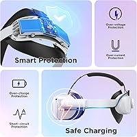 Vista 5 de YOGES 5000mAh Battery Head Strap for Quest 2, Rechargable Adjustable Headstrap to Extend Playtime Compatible with Meta Quest 2