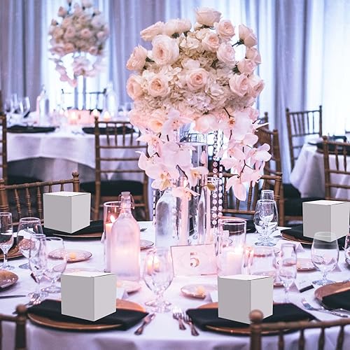 Miniatura 3 de Oletx 25 cajas de regalo de papel blanco, pequeñas cajas de dulces a granel, caja de regalo de 3 x 3 x 3 pulgadas con tapas, cajas de regalo para