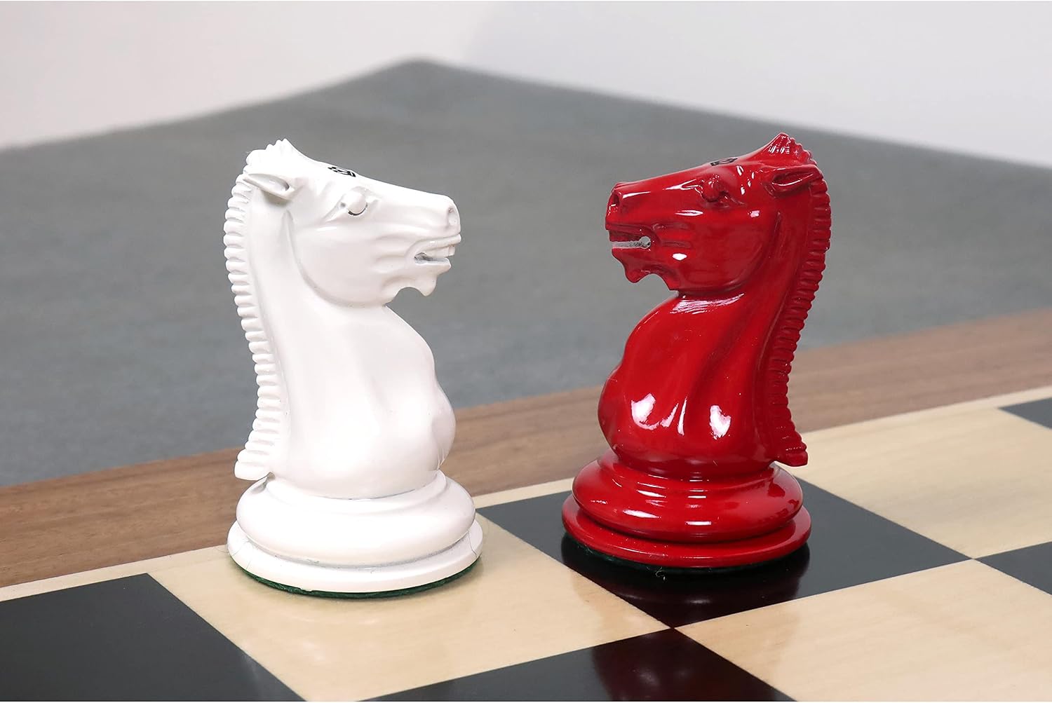 RoyalChessMall-1849-50 Leuchars Cook Staunton Chess Pieces Only Set-Ivory& Crimson Lacquer-4.5"