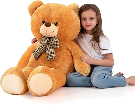 Big Teddy Bear 4ft Plush Giant Teddy Bear Jumbo Stuffed Animal Big Teddy Bear Big Stuffed Animal Bear Birthday Halloween Christmas Brown 47"