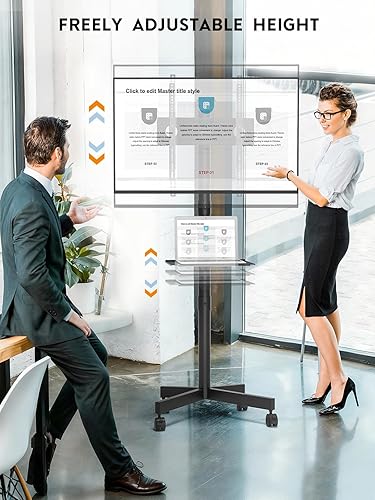 Miniatura 3 de BONTEC - Soporte de TV móvil para televisores de 23 a 60 pulgadas, soporte de TV rodante con ruedas de bloqueo, altura ajustable, estante Negro