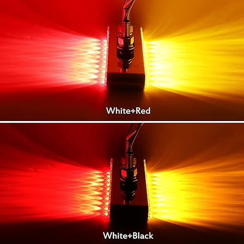 Miniatura 3 de Partsam Par de barras de luz LED de doble cara LED rojoámbar de 9-14 pulgadas, para semirremolque, de plástico cromado, barra de luz de doble