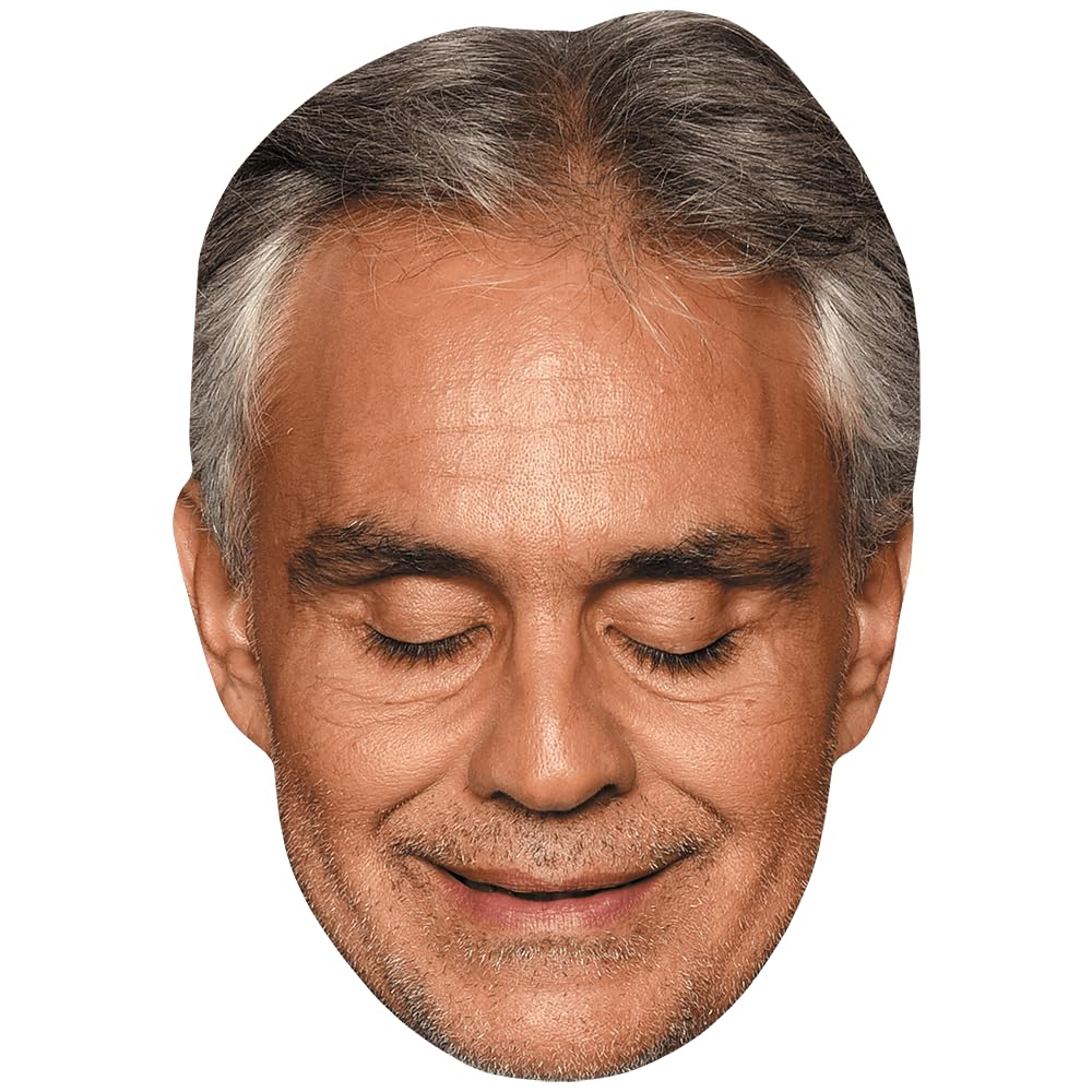 Celebrity Cutouts Lifelike Andrea Bocelli (Stubble) Celebrity Mask, Flat Card Face, Fancy Dress Mask