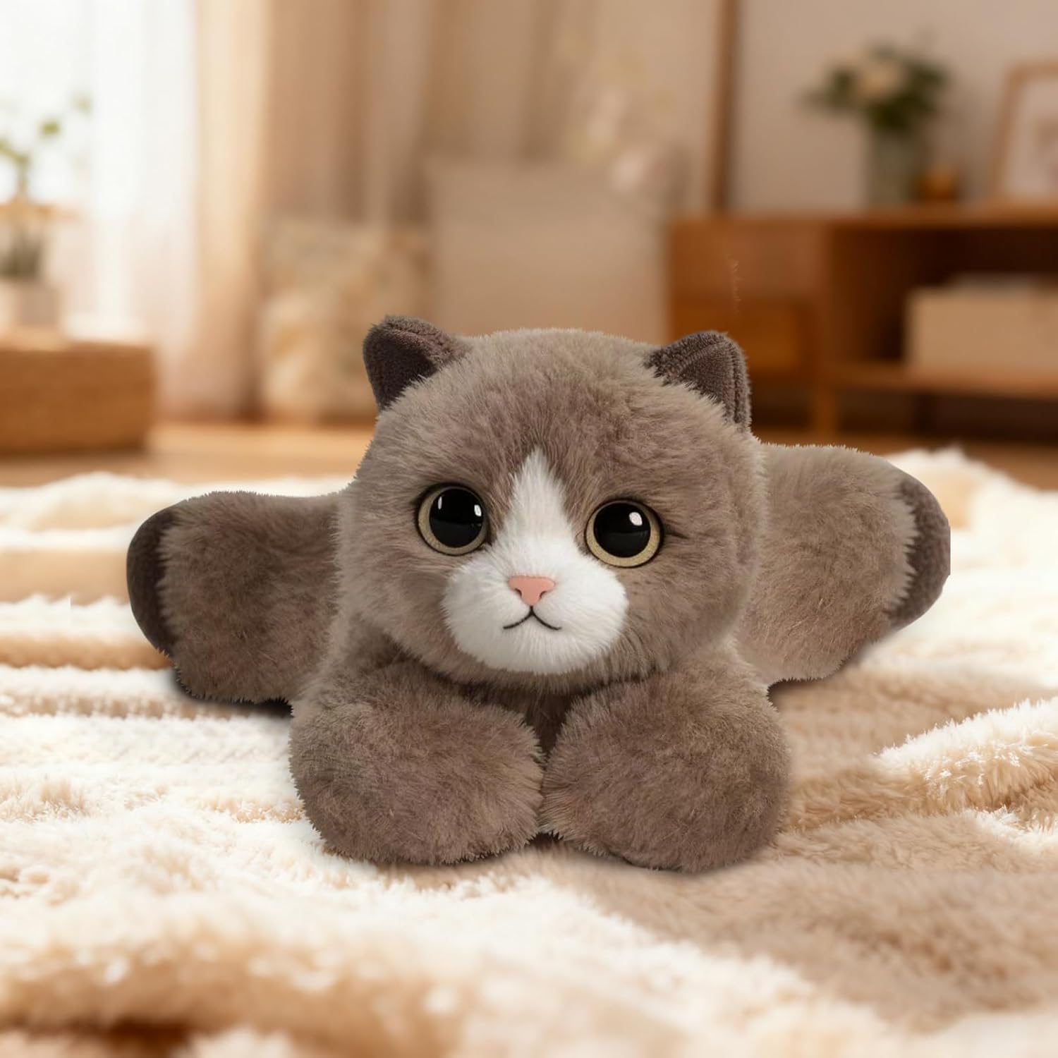 Brown Lying Cat Stuffed Animal – Cute Plush Toy for Adults – Birthday Surprise & Room Decor – A Cuddly Companion for Everyday Hugs and Bedtime