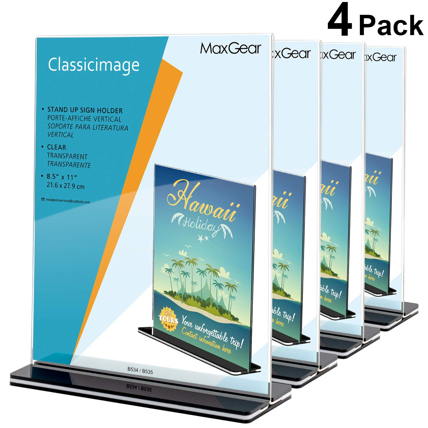 Buy MaxGear Acrylic Sign Holder 8.5 x 11 Acrylic T Shape Table Top Display Stand, Double Sided