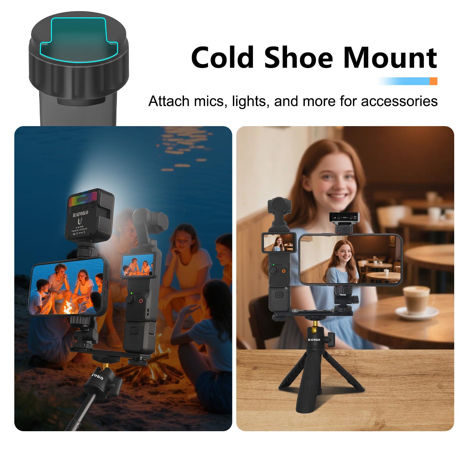 Osmo Pocket 4/3 Telefon Uchwyt kompatybilny z DJI Osmo Pocket 4/3 Creator Combo Zestawem Monitor Uchwyt Akcesoria, Statywu Adapter z 360°Smartfony Uchwytem Vlogowanie Na żywo Wideo Fotografowanie