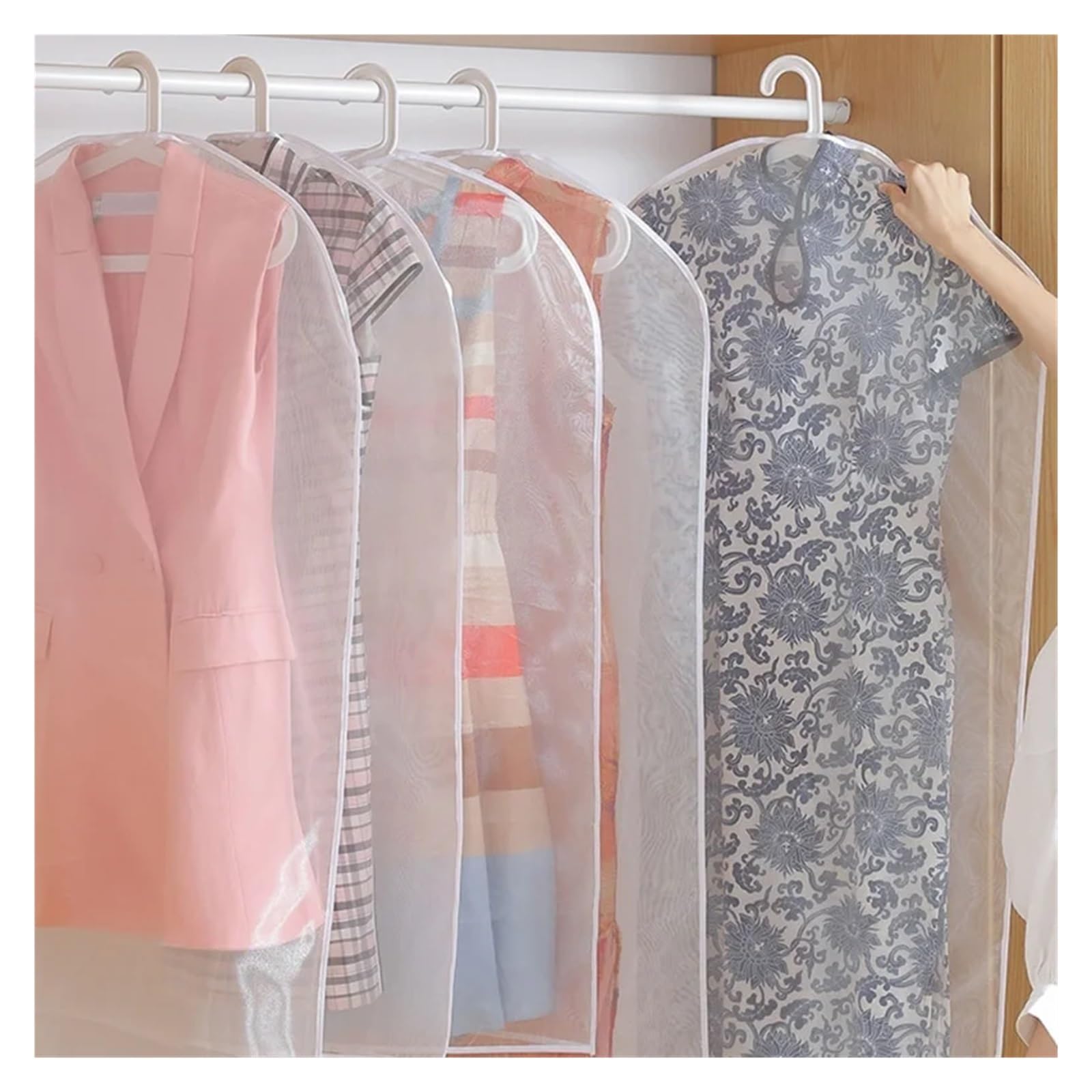 fundas para ropa 10Pcs Household Transparent Hanging Clothes Garment Suit Dust Cover Coat Protector Bag 60x80cm