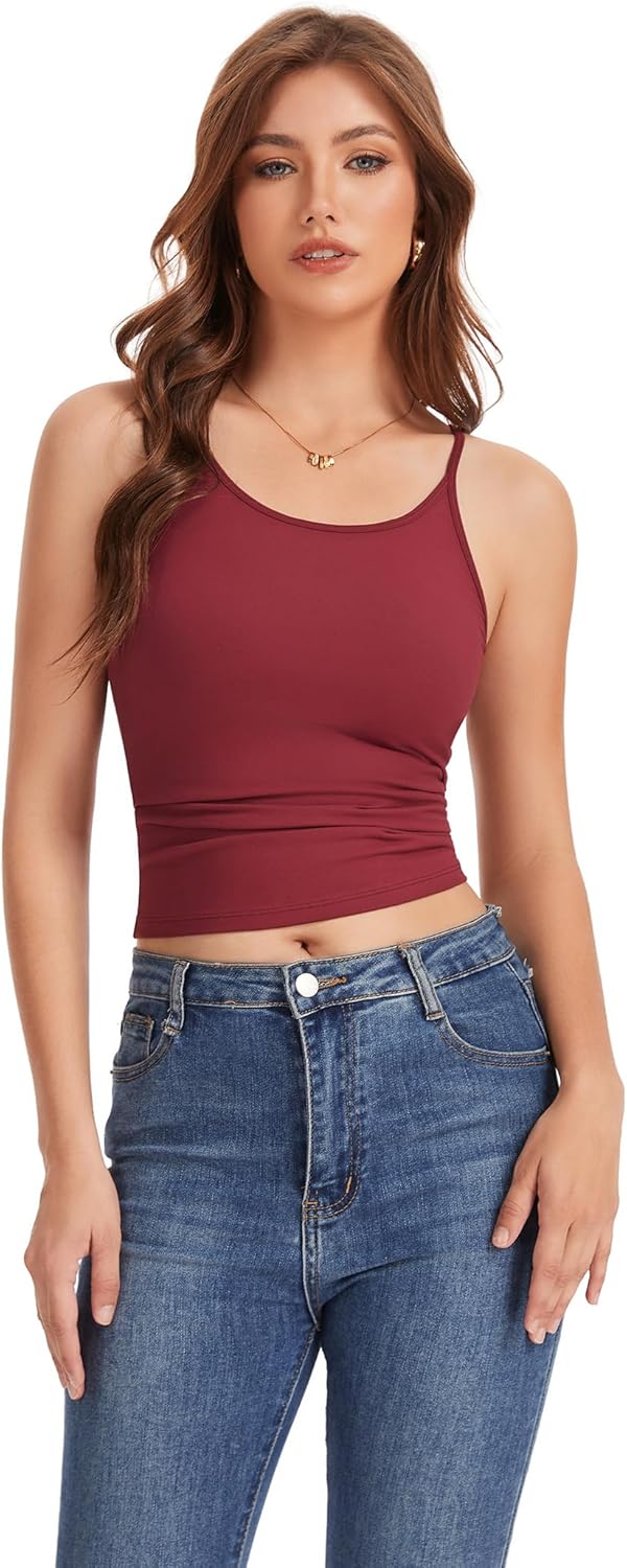 CORSKI Camisole Tops for Women Sleeveless Adjustable Spaghetti Strap Tank Tops Y2K Basic Shirts - Image 4