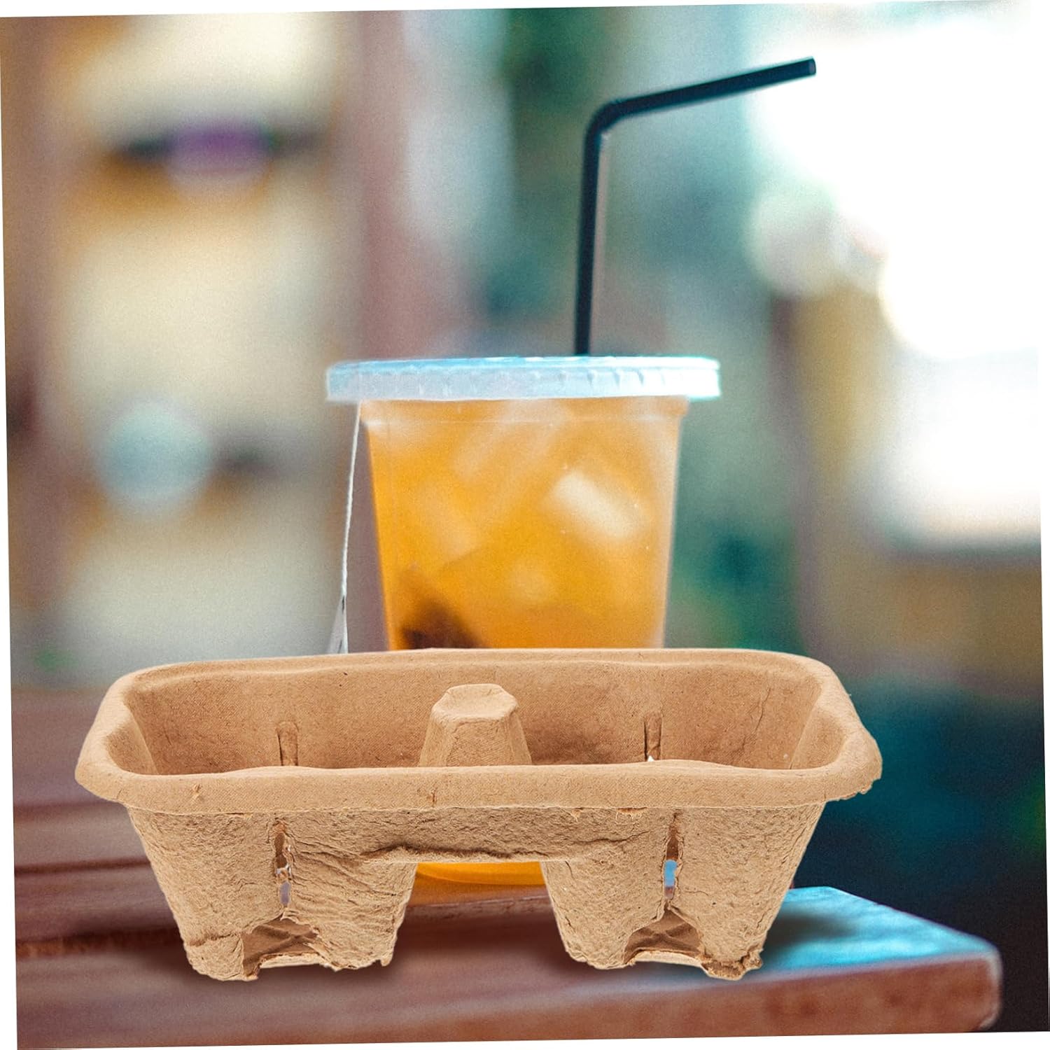 Zerodeko 50pcs Coffee Cup Carrier Tray Paper Drink Holder for Takeout Cup Lids Paper Safe Healthy Material Stable Stackable Design