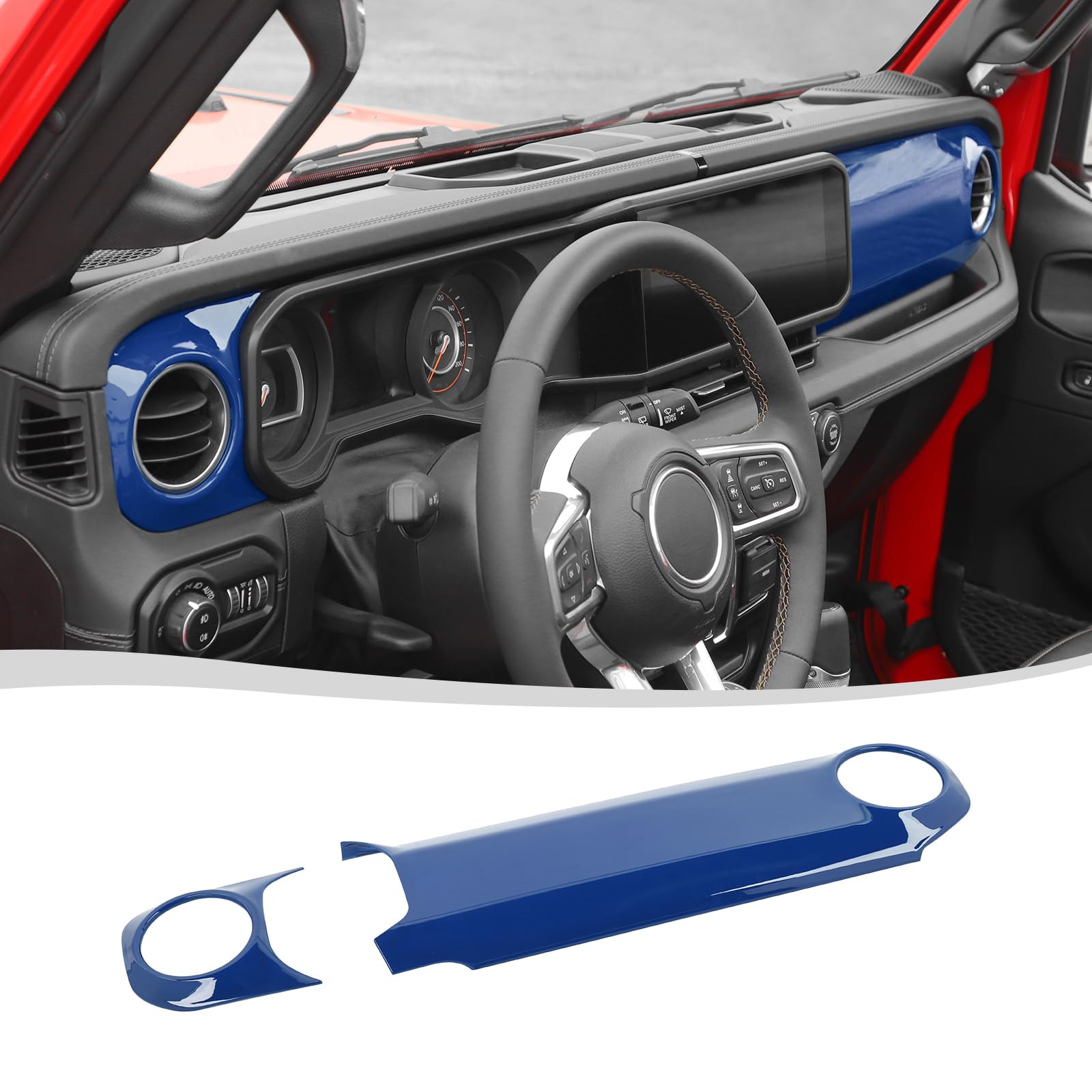 Garniture Décorative Carbone Pour Jeep Wrangler JL & Gladiator JT - Panneau Tableau De Bord ABS - Noire Ou Rouge - 2018-2023