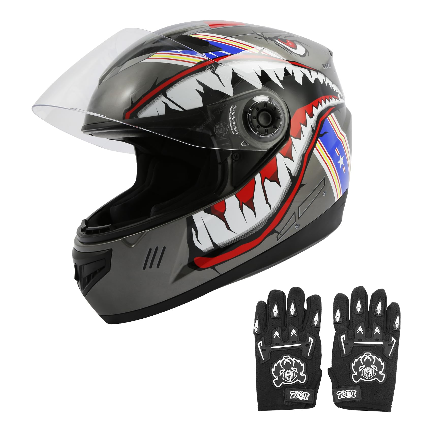 TCMT Dot Youth & Kids Motocross Offroad Street Helmet Full Face Shark Motorcycle Youth ATV Helmet Dirt Bike Motocross ATV Helmet