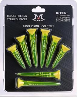 MAZEL Transparent Plastic Golf Tees 8 Pack,Enhanced Durability & Stability Plastic Tees with 5 Prongs,Minimize Friction and Side Spin