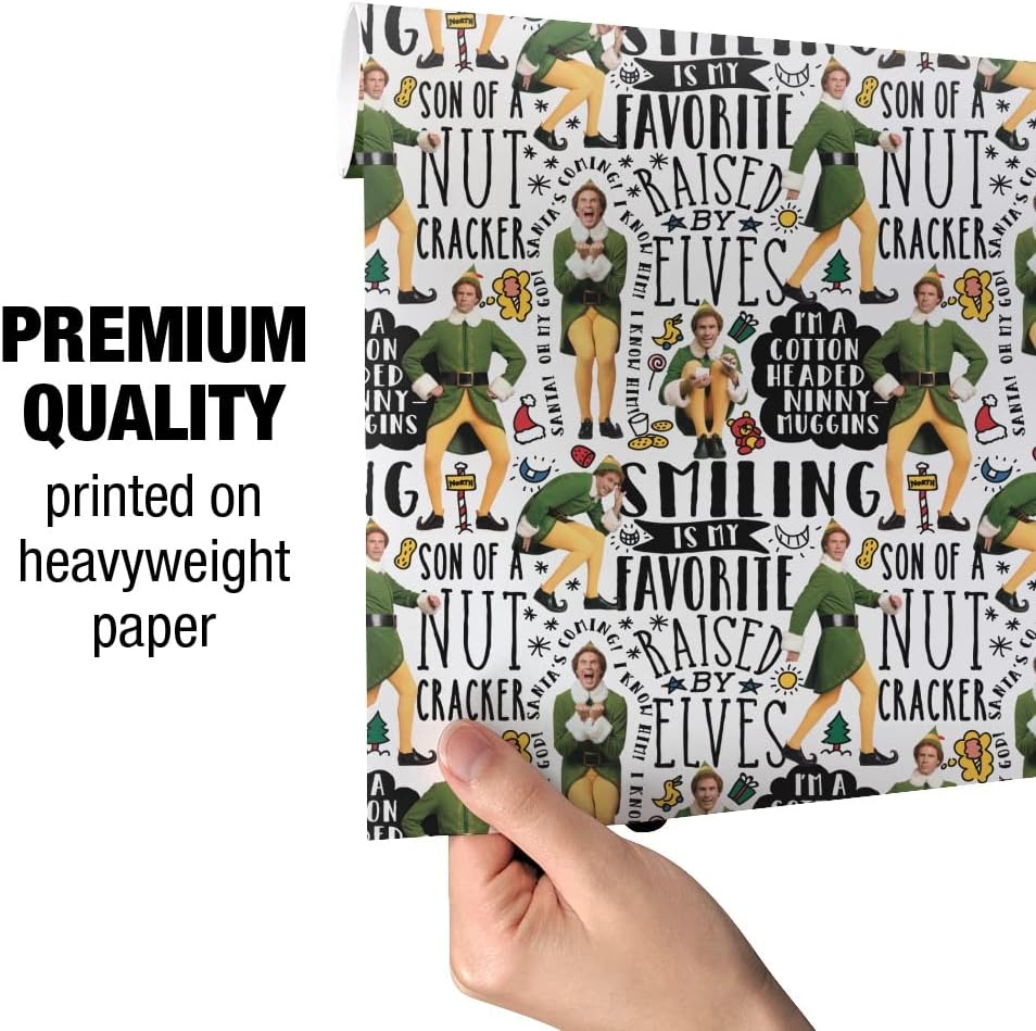 GRAPHICS & MORE Elf Movie Quote Pattern Gift Wrap Wrapping Paper Rolls