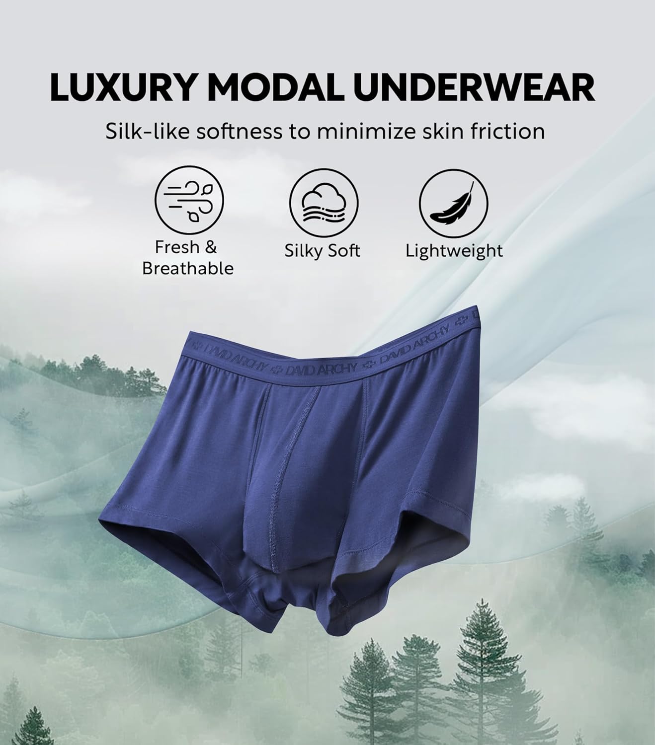 DAVID ARCHY Men's Underwear Modal Ultra Soft Trunks Second Skin Breathable with Support Pouch Boxer Briefs for Men Multipack - Image 3