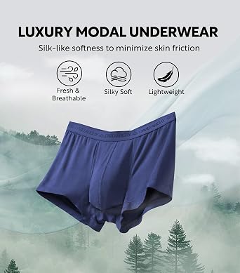 DAVID ARCHY Men's Underwear Modal Ultra Soft Trunks Second Skin Breathable with Support Pouch Boxer Briefs for Men Multipack