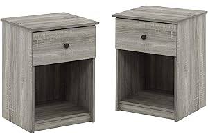 Furinno Lucca Nightstand, 2-Pack, French Oak Grey - Modern and Functional Bedroom Furniture Solution