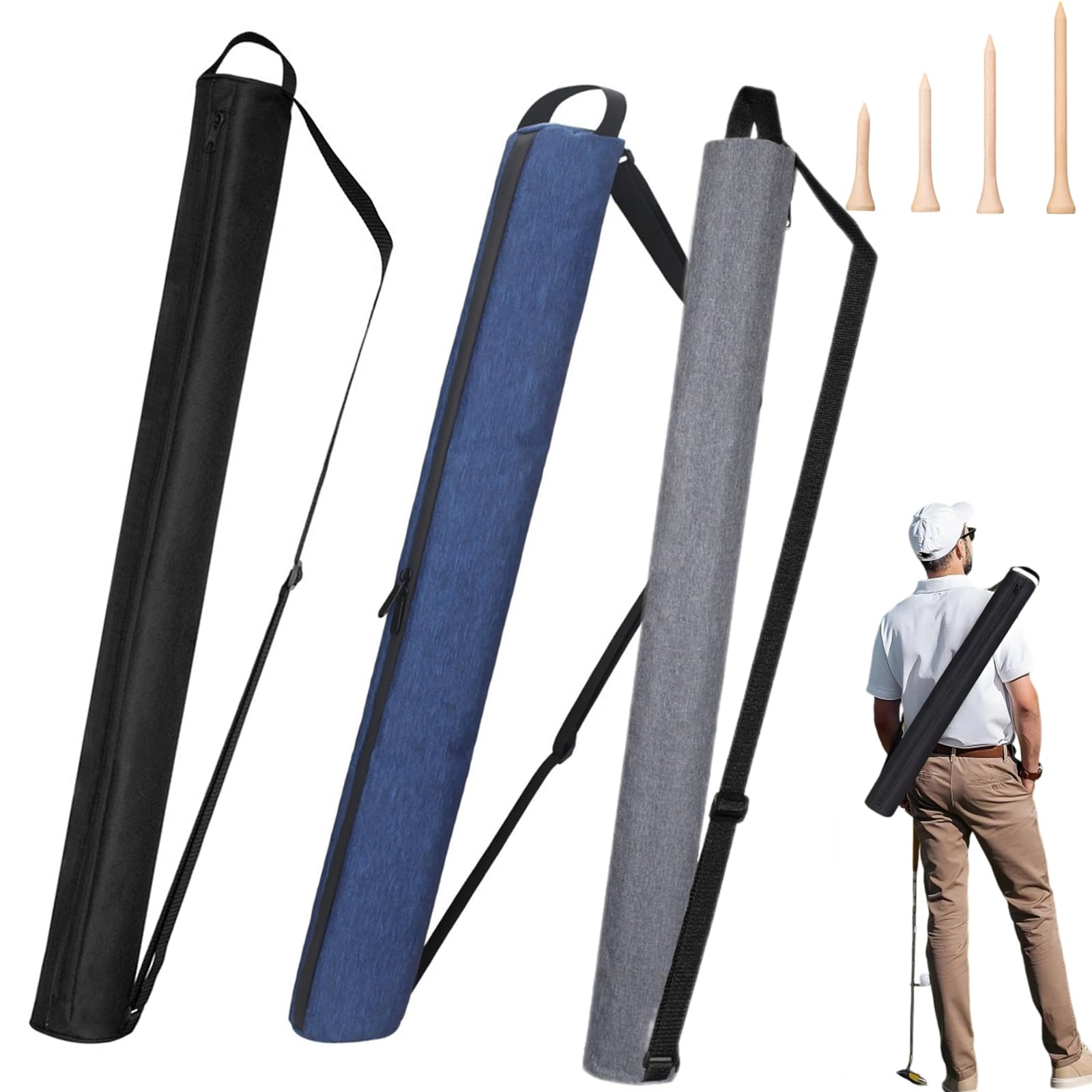 Golf Bag Beverage Sleeve, Golf Cooler Bag-7 Can Insulated Beer Sleeve, Beverage Storage Case, Portable Drink Cooler Tube with Adjustable Strap for Golfing Fishing Camping Travel (3Pcs-Mix)