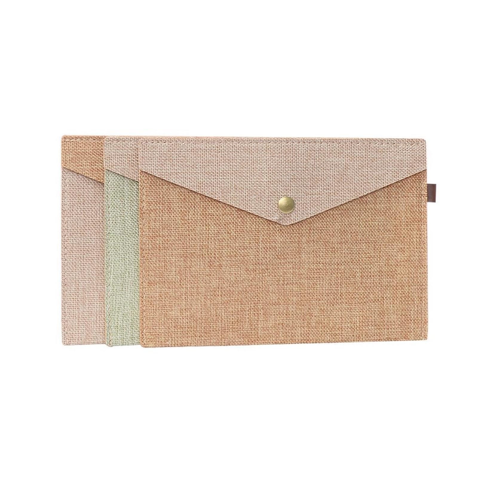 10pcs File Folder Big Capacity Document Bag Imitation Linen Canvas Felt Briefcase Folders Envelope Design Per Scrivania