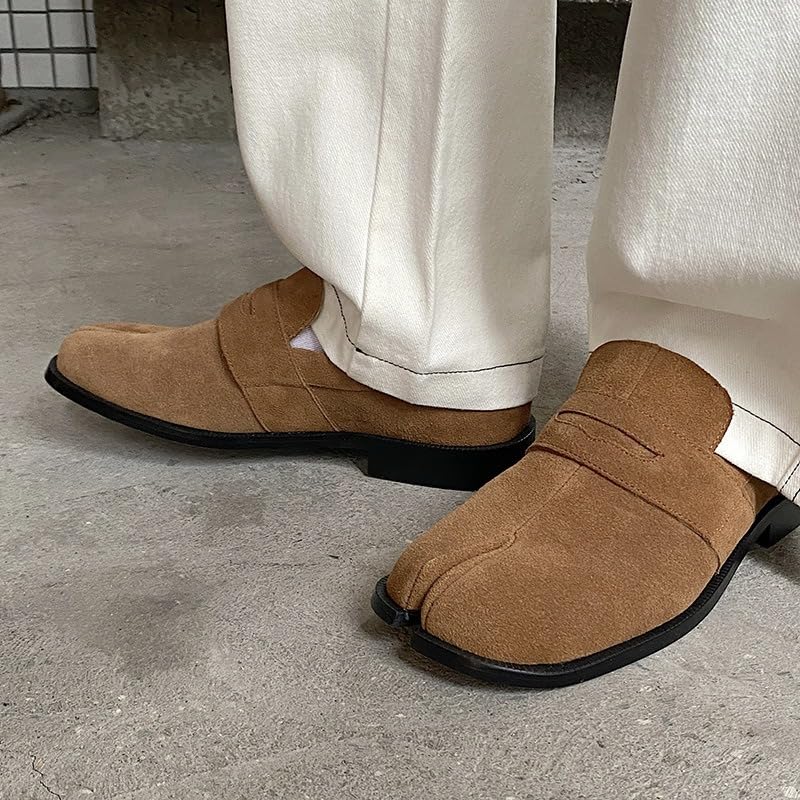 ZQW Tabi Shoes for Men Women Suede Loafers Leather Slip On Split Toe Comfortable Flat Dress Shoes for Casual Office Business Wear3