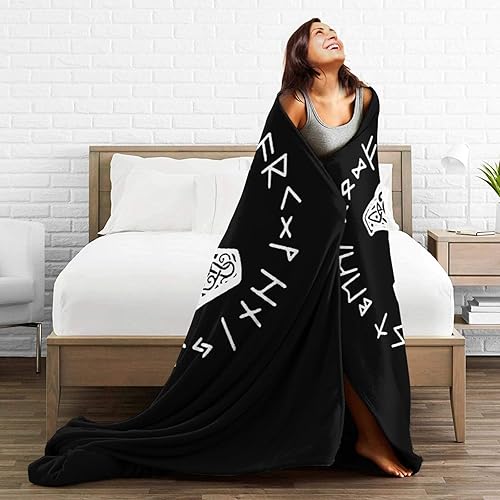 Miniatura 6 de Vikings Mjolnir and Rune Wheel Símbolo de mitología nórdica Manta de microforro polar suave para el hogar, sofá y dormitorio, manta de franela