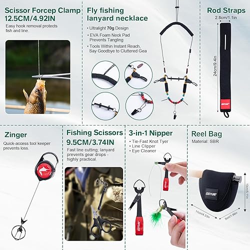 Miniatura 8 de Goture Fly Fishing Rod and Reel Combo with Fly Rod & Gear Case, 9FT 4-Piece Fly Rod, Pre-Spooled Reel, Fly Line, Flies, Leader, Tippet, Forceps, C: