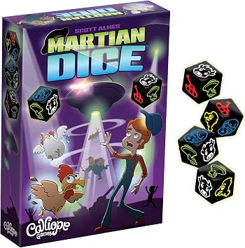 Calliope Martian Dice, Crazy Alien Invasion Game, Press-Your-Luck Dice Game for 26 Players Ages 8 & up