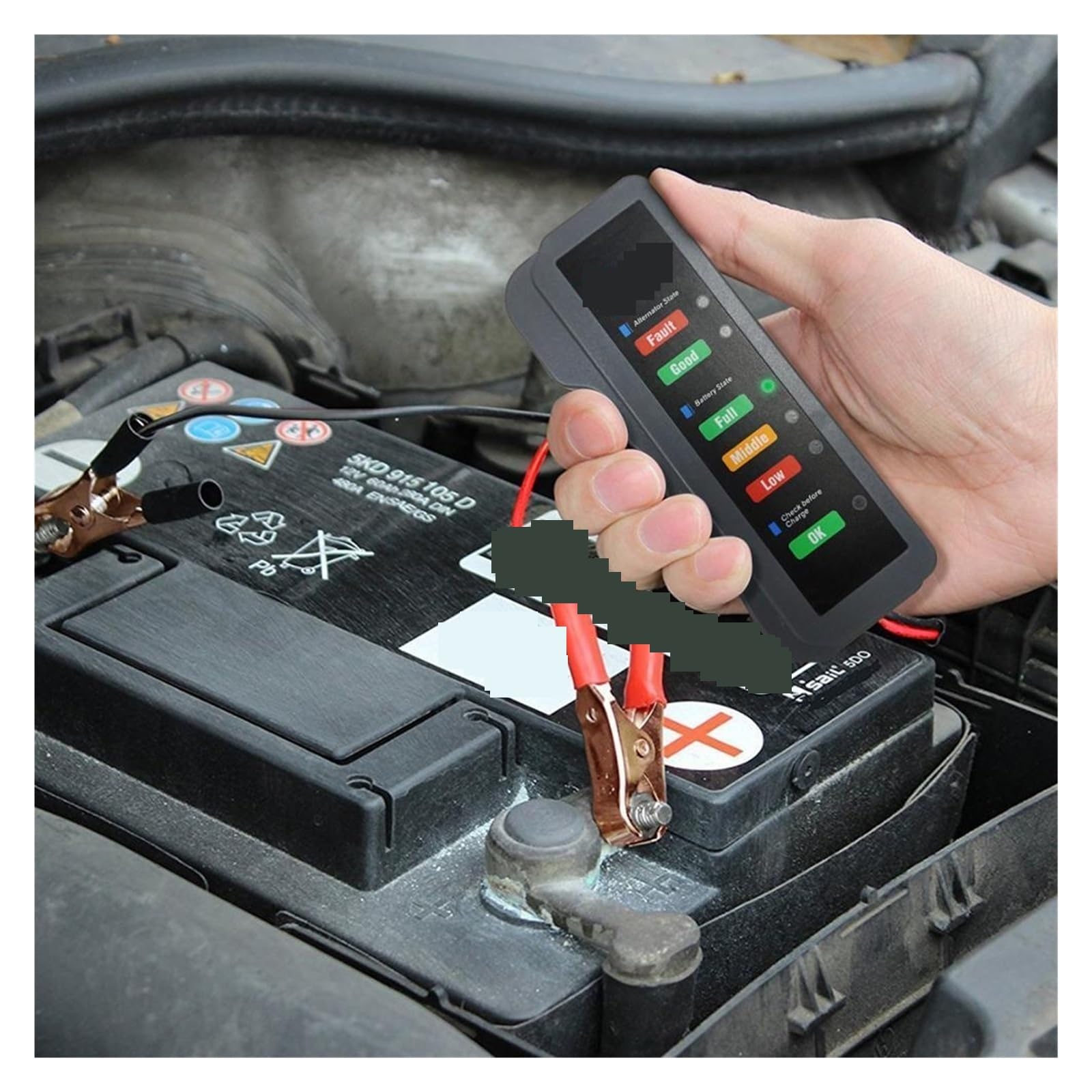 Herramienta Digital de Prueba de baterías de Coche de 12 V para alternadores con Pantalla de 6 Luces LED. Herramientas de diagnóstico automotriz para una detección rápida，BM320 Battery Tester