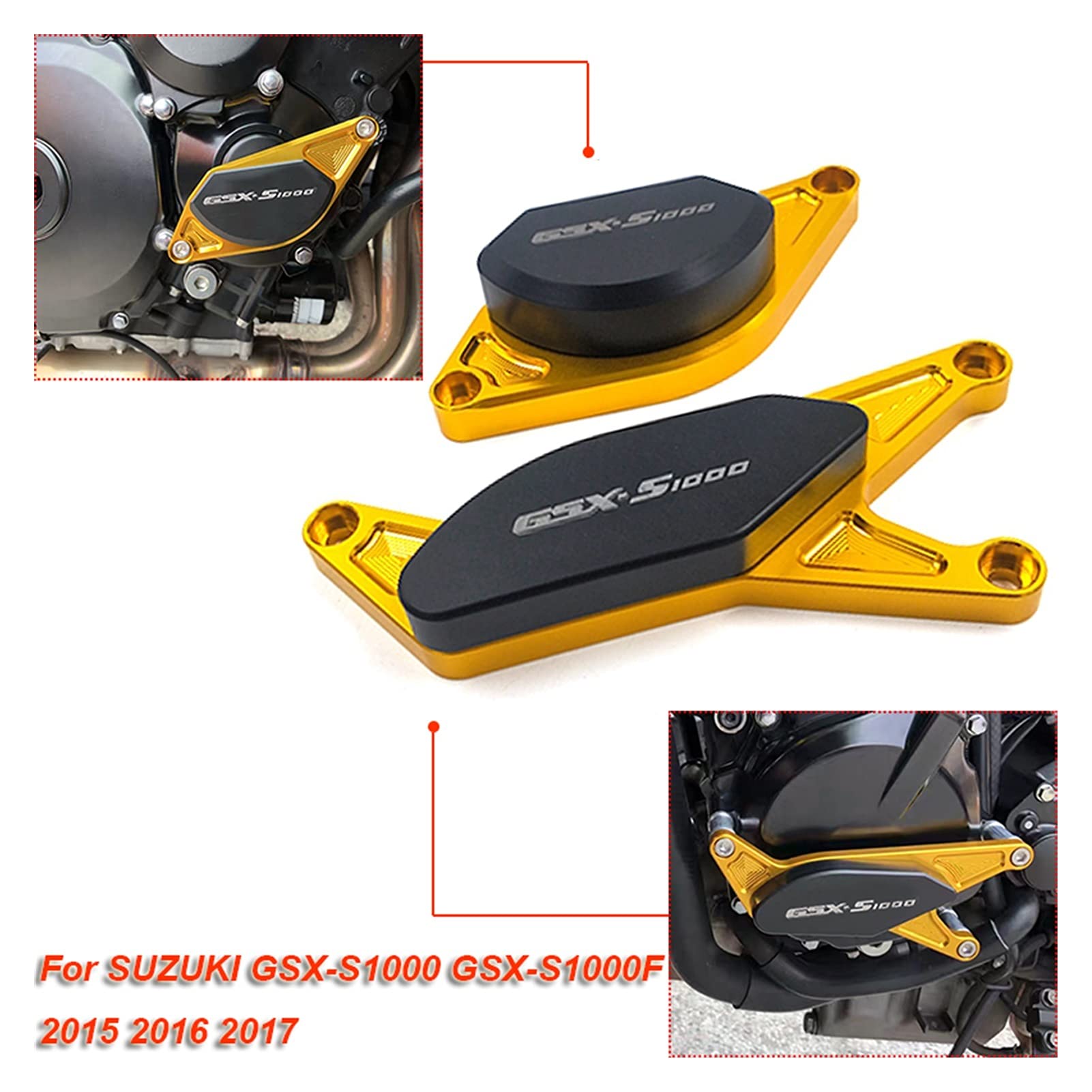 Protections Cadre Moto EQJSHL Pour Suzuki GSX-S1000 - Aluminium CNC Or | Anti-Chute Anti-Rayure