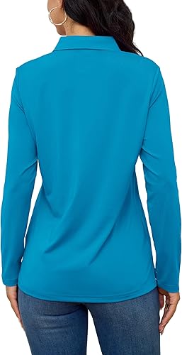 Vista 2 de TACVASEN Camisas tipo polo para mujer, camisetas casuales de manga larga para golf