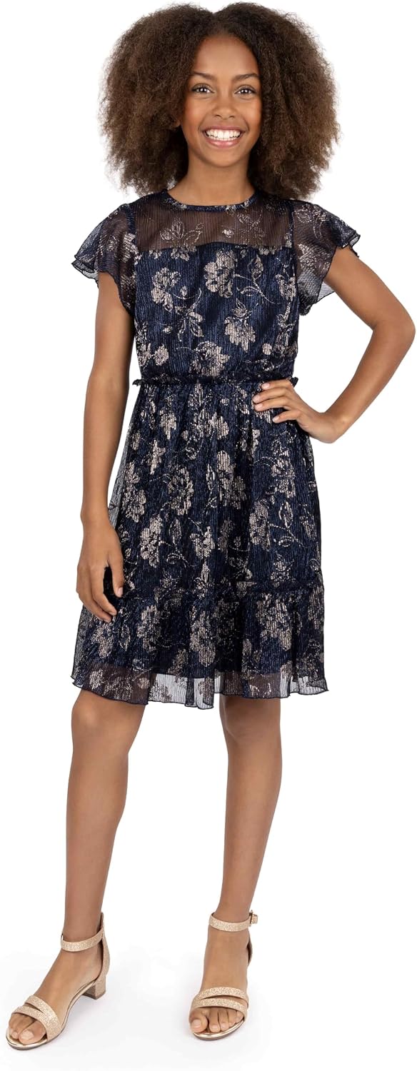 Speechless Girl's Flutter Sleeve Plisse Party Dress