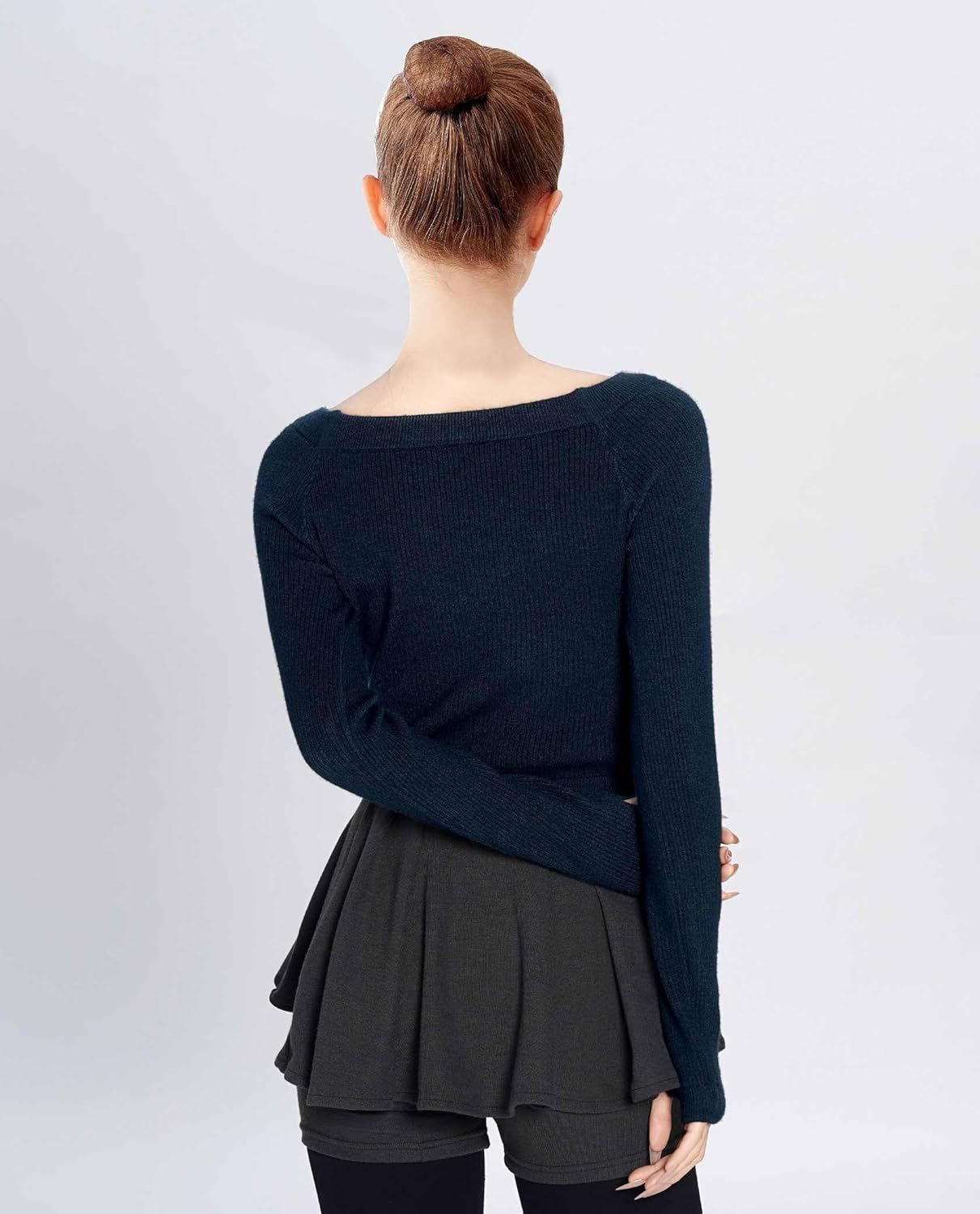 Daydance Teen Girls Women Long Sleeve Dance Sweater Soft Ballet Warm Up Pullover for Leotards - Image 2