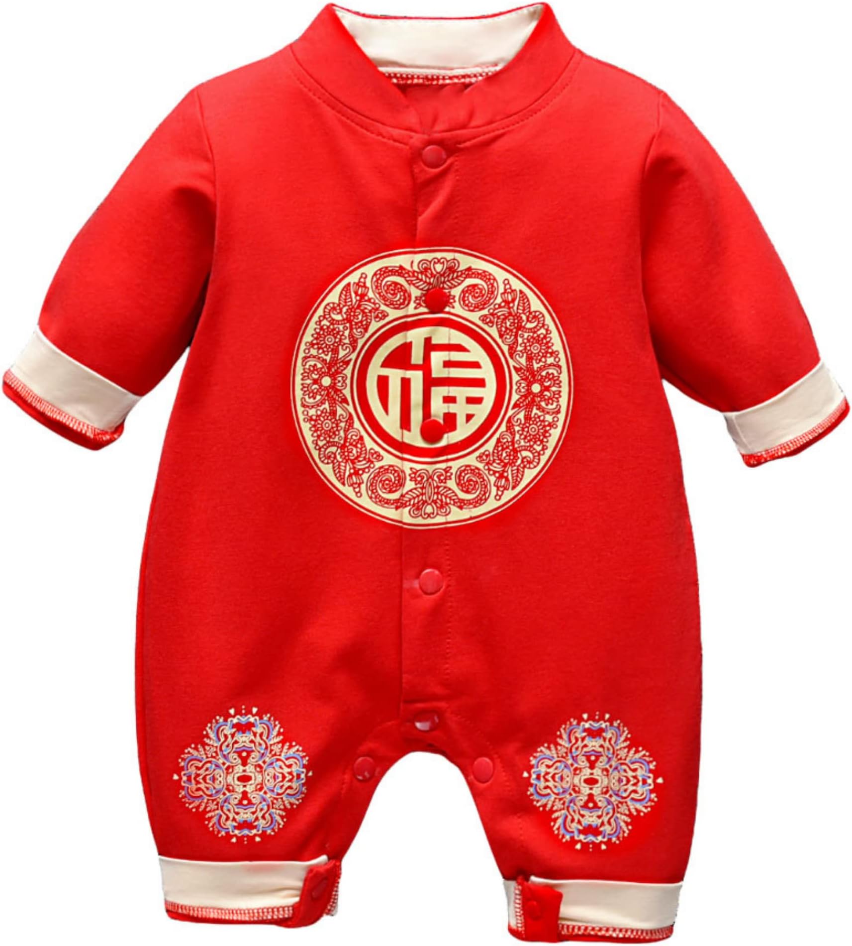 Chinese Baby Red Outfit Newborn Infant Boy Girl Bodysuit Chinese New Year Tang Suit