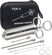 Meat Injector Syringe, Injector Marinades for Meats, Turkey, Brisket; Come with 3 Marinade Injector Needles; Meat Injectors for Smoking and BBQ, 2-OZ