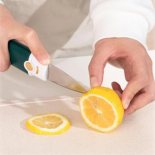 Miniatura 2 de Augenblick Pequeño portátil 2 en 1 cuchillo y pelador de frutas, adecuado para acampar de viaje - verde