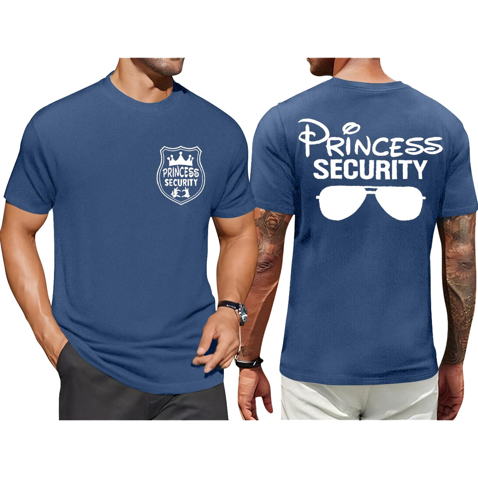 FRYAID Princess Security Team Shirt Men Magical T-Shirt Magic Kingdom Tees Dad Birthday Party Family Trip Short Sleeve