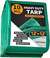 Vista 35 de Lonas resistentes impermeables de 8 x 10 pies, lonas de polietileno de 16 mil con ojales, resistentes a los rayos UV, lona multiusos marrón