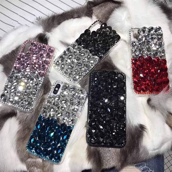 Case for Galaxy S6 Edge Plus,Luxury 3D Handmade Sparkle Stunning Stones Crystal Rhinestone Bling Full Diamond Gemstone Glitter Case for Samsung Galaxy S6 Edge Plus(C Pink/White)