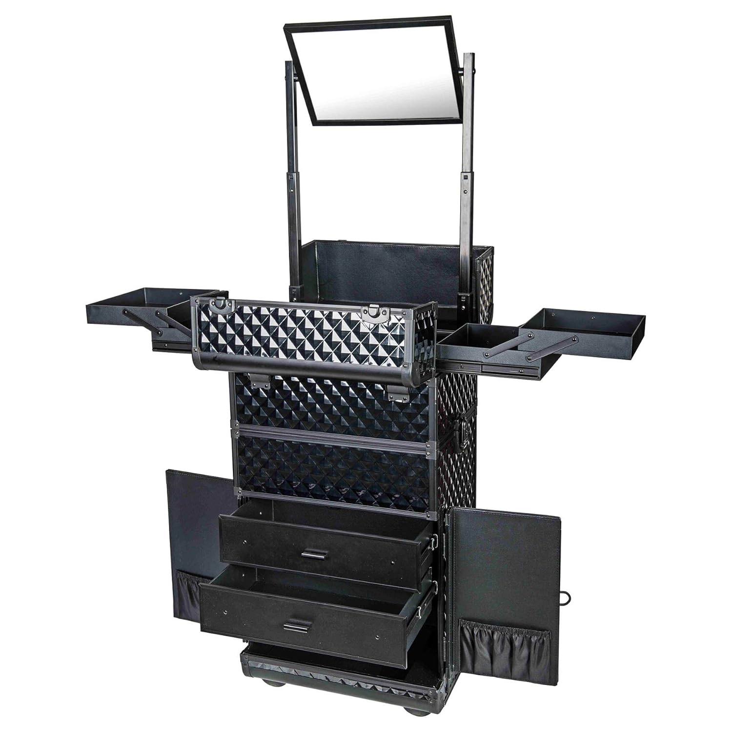 SHANY REBEL Series Pro Makeup Artists Rolling Train Case - Trolley Case - Curious Black Cat