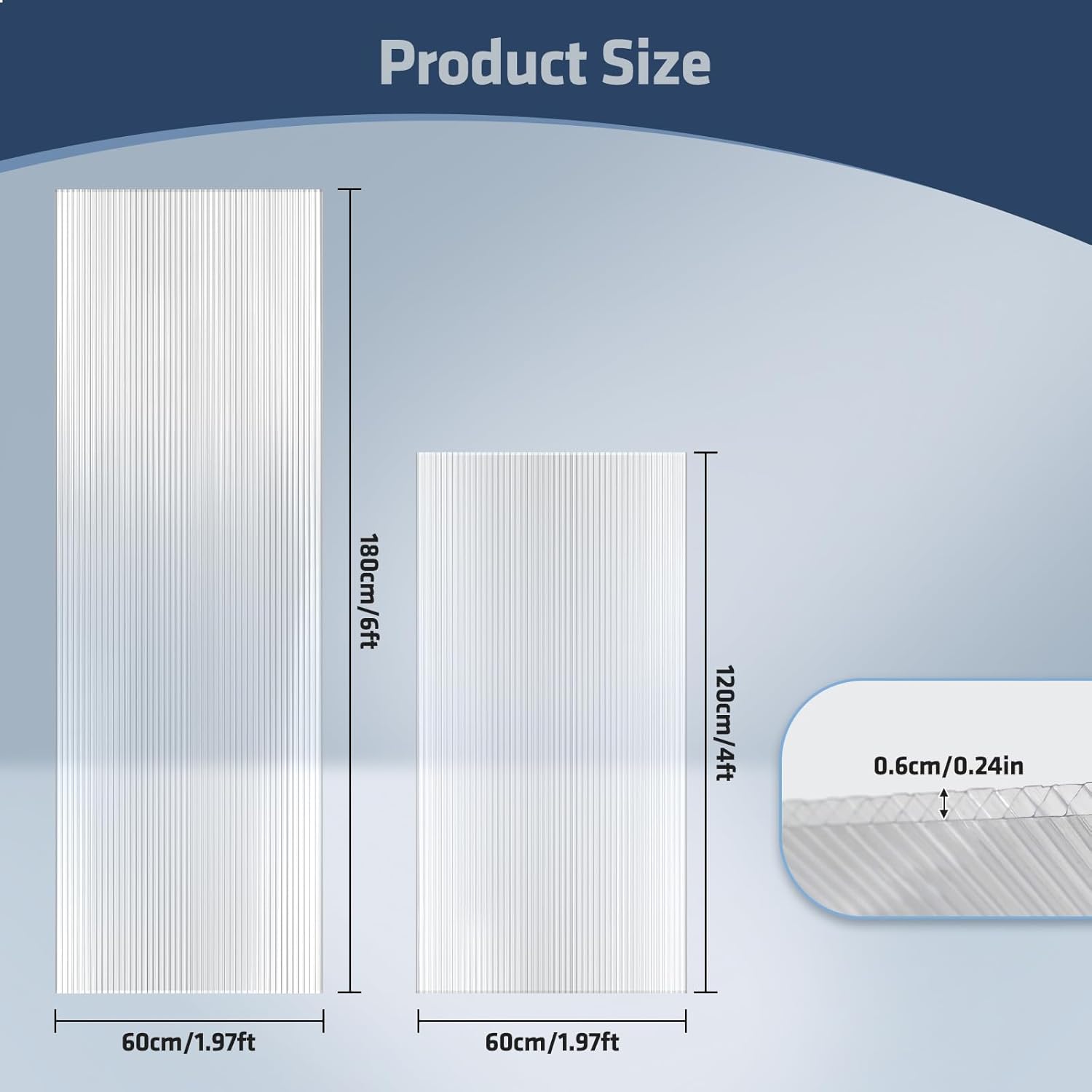 UMIG 24 Packs 0.24" Thickness 4FT x 2FT Twin-Wall Polycarbonate Greenhouse Panels and 6FT x 2FT UV Protected Polycarbonate Roof Panels