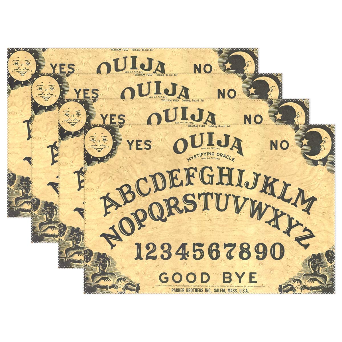 HoDeColor Ouija Board Placemats Table Mat Set of 6, 12" x 18" Washable Table Place Mats for Kitchen Dining Room Table Decoration
