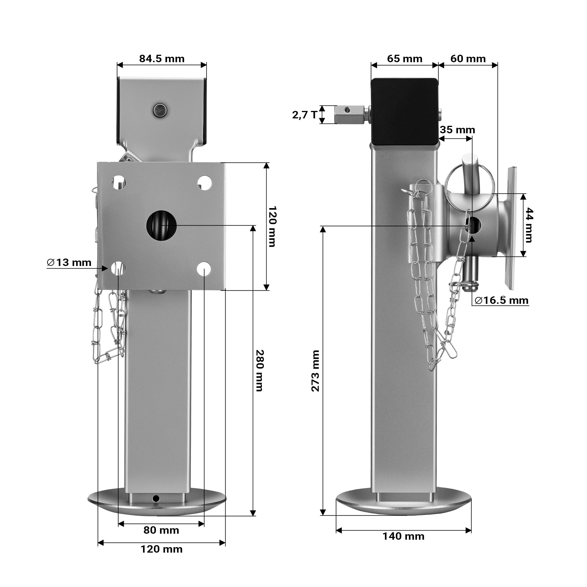 XPOtool Juego de pies de Apoyo Plegables para Remolque basculante de Carga elevada 1350kg Cada uno