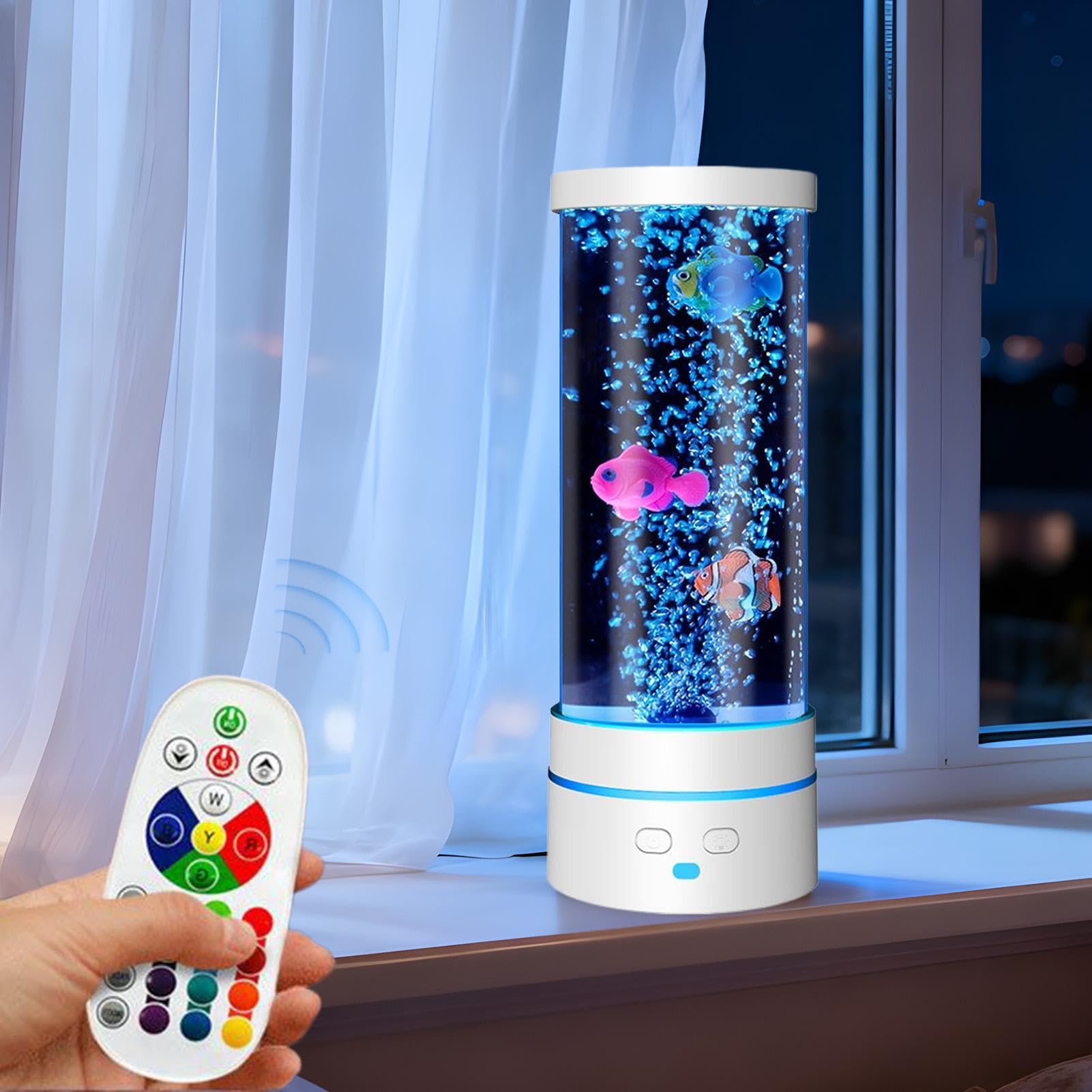 Lámpara de tubo de burbujas, control remoto LED sensorial para un ambiente relajante, efecto de agua, estilo acuario con luz de torre de burbujas, iluminación decorativa de estado de ánimo para