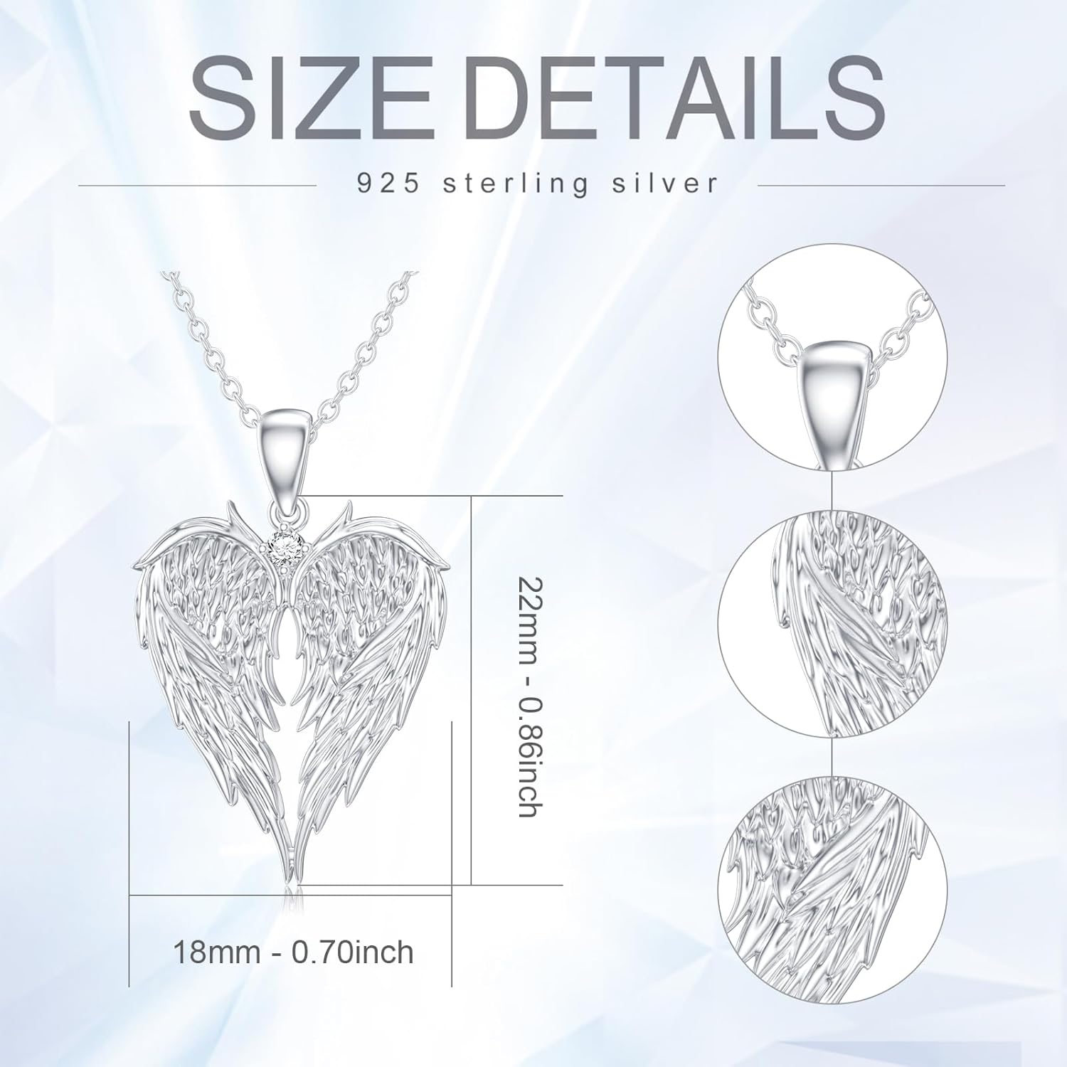 Diamond Angel Wing Necklace for Women 925 Sterling Silver Heart Shaped Angel Wing Pendant Necklace with Lab Grown Diamond Jewelry Gifts for Mom Wife Girlfriend Daughter Sister Friend - Image 5