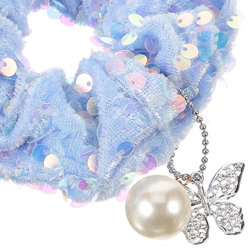 Miniatura 4 de EXCEART Coleteros de lentejuelas para el cabello con diamantes de imitación de mariposa y perlas, soporte para coleta, ligas para el cabello, bandas