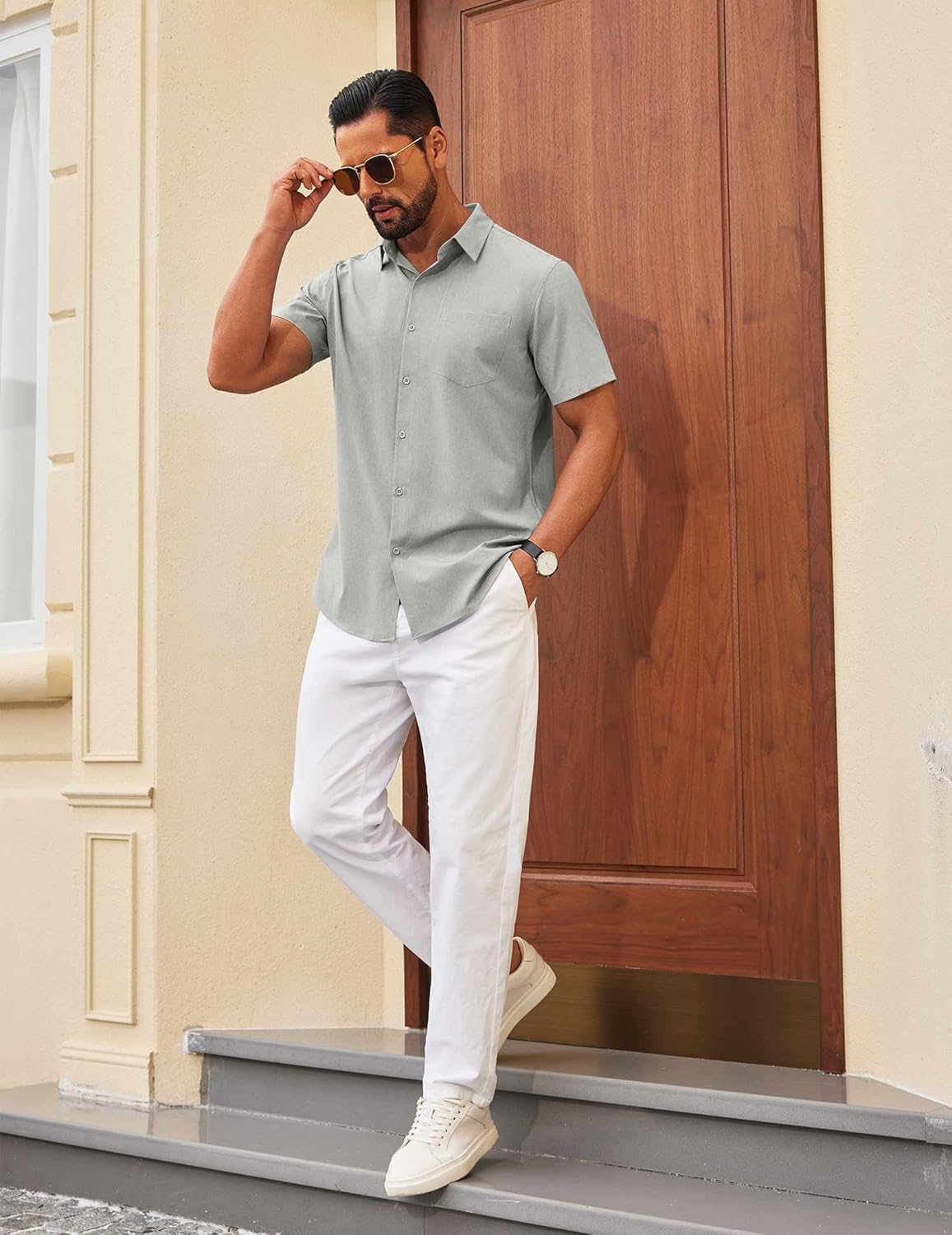 COOFANDY Mens Wrinkle Free Shirts 2026 Short Sleeve Casual Button Down Summer Dress Shirts